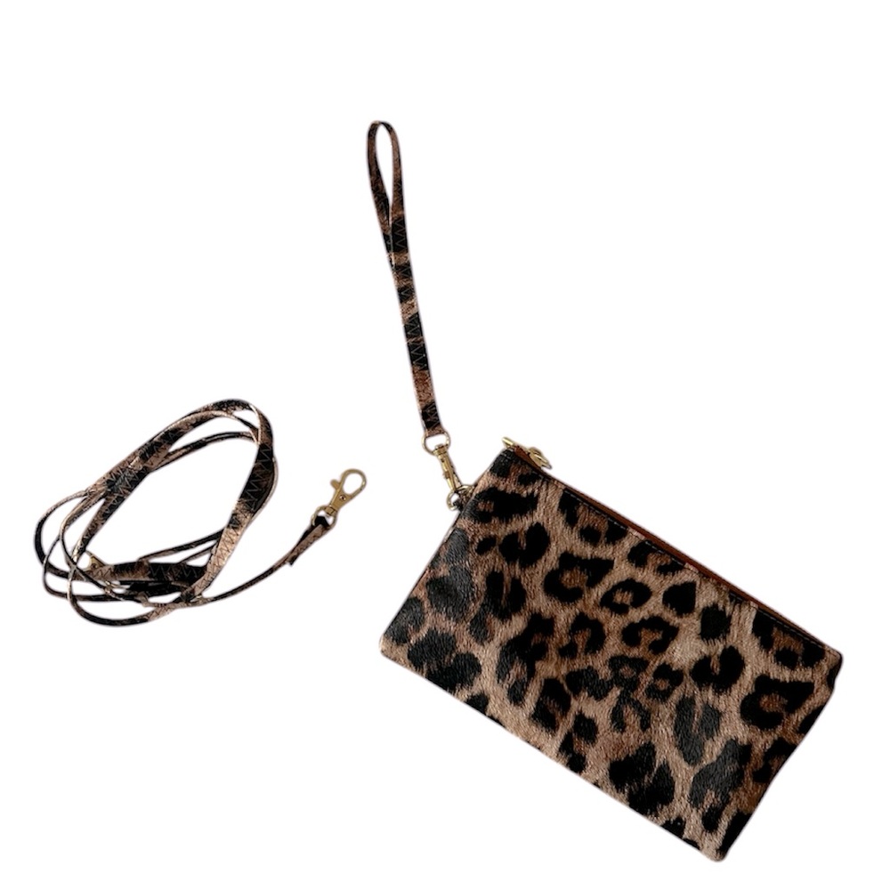 Jaguar print wristlet and crossbody
